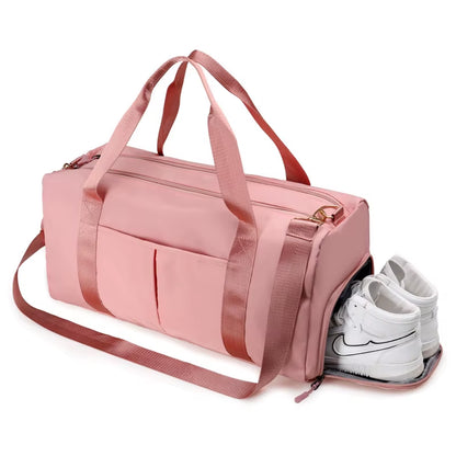 Custom Logo Waterproof Polyester Men Women Girls Travel Overnight Large Sport Gym Duffle Duffel Tote Bag with Shoe Compartment