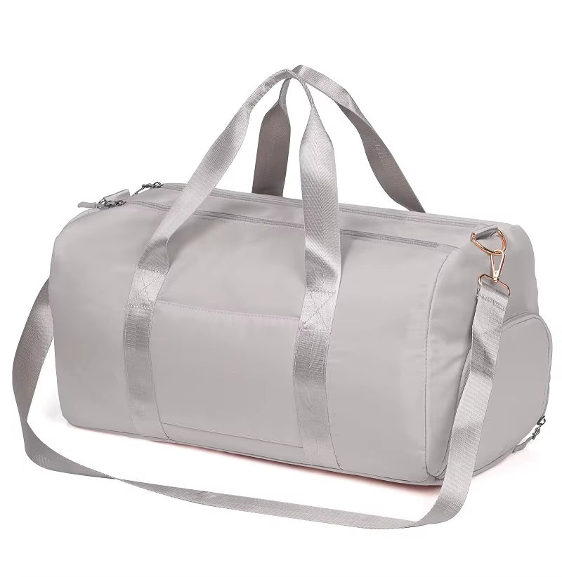 Custom Logo Waterproof Polyester Men Women Girls Travel Overnight Large Sport Gym Duffle Duffel Tote Bag with Shoe Compartment
