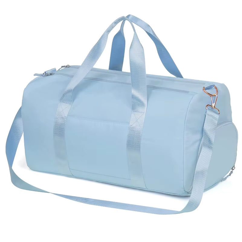 Custom Logo Waterproof Polyester Men Women Girls Travel Overnight Large Sport Gym Duffle Duffel Tote Bag with Shoe Compartment