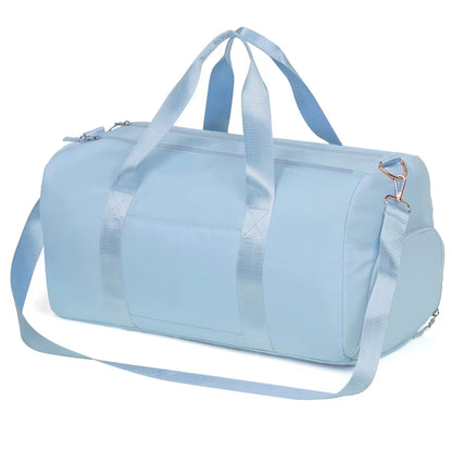 Custom Logo Waterproof Polyester Men Women Girls Travel Overnight Large Sport Gym Duffle Duffel Tote Bag with Shoe Compartment