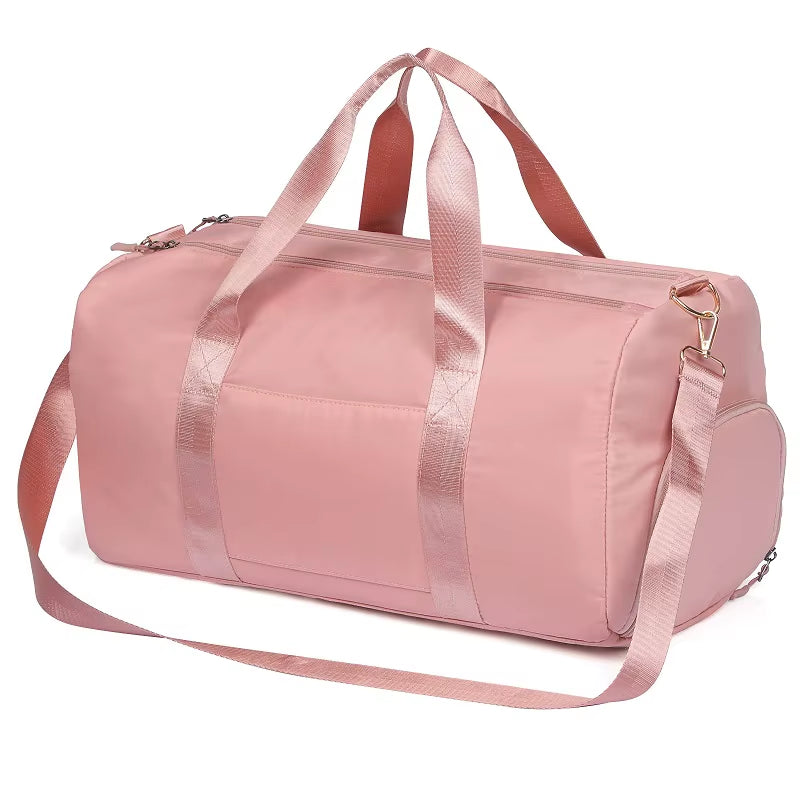 Custom Logo Waterproof Polyester Men Women Girls Travel Overnight Large Sport Gym Duffle Duffel Tote Bag with Shoe Compartment