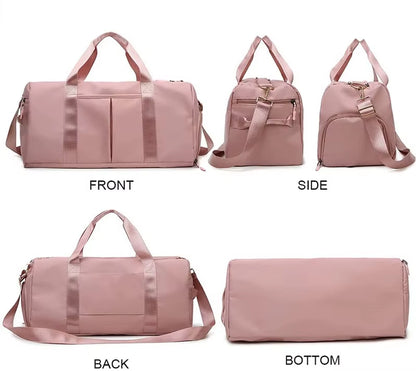 Custom Logo Waterproof Polyester Men Women Girls Travel Overnight Large Sport Gym Duffle Duffel Tote Bag with Shoe Compartment