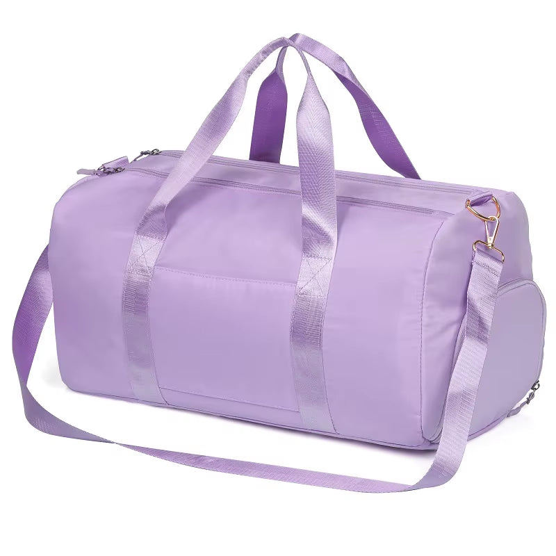 Custom Logo Waterproof Polyester Men Women Girls Travel Overnight Large Sport Gym Duffle Duffel Tote Bag with Shoe Compartment