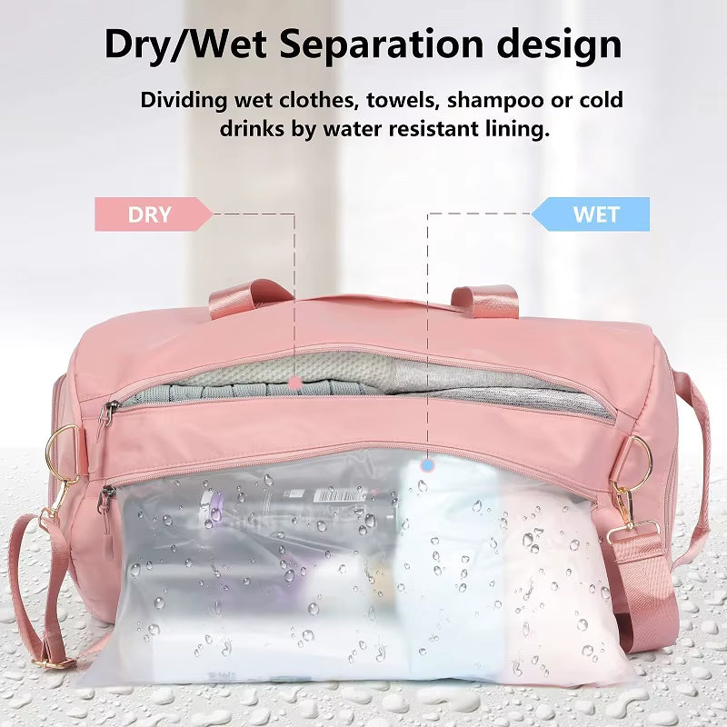 Custom Logo Waterproof Polyester Men Women Girls Travel Overnight Large Sport Gym Duffle Duffel Tote Bag with Shoe Compartment